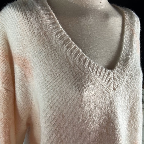 Anthropologie V-Neck Tie Dye Cream Pink Pullover Sweater S - Picture 6 of 14